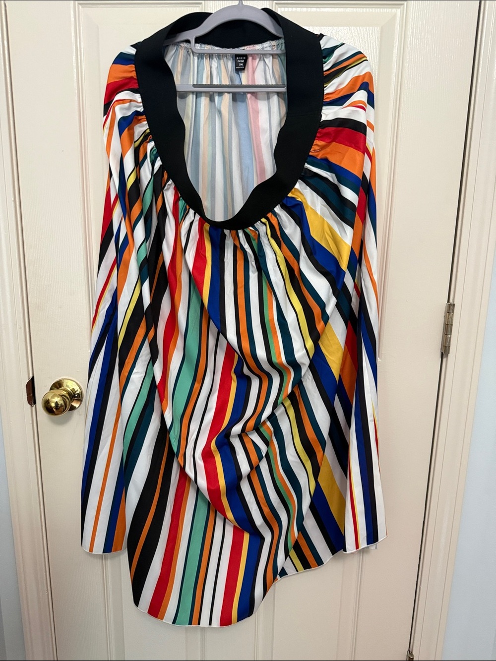 SHEIN Multicolor Vertical Stripe Maxi Skirt with Black Waistband